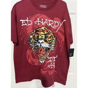 Ed Hardy Men's Y2K Tiger Graphic Size Large NWT